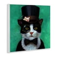 thumbnail image 3 of The Stupell Home Decor Collection Good Sir Top Hat Cat with a Mouse and A Monocle Turquoise Painting Wall Plaque Art, 12 x 12, 3 of 5