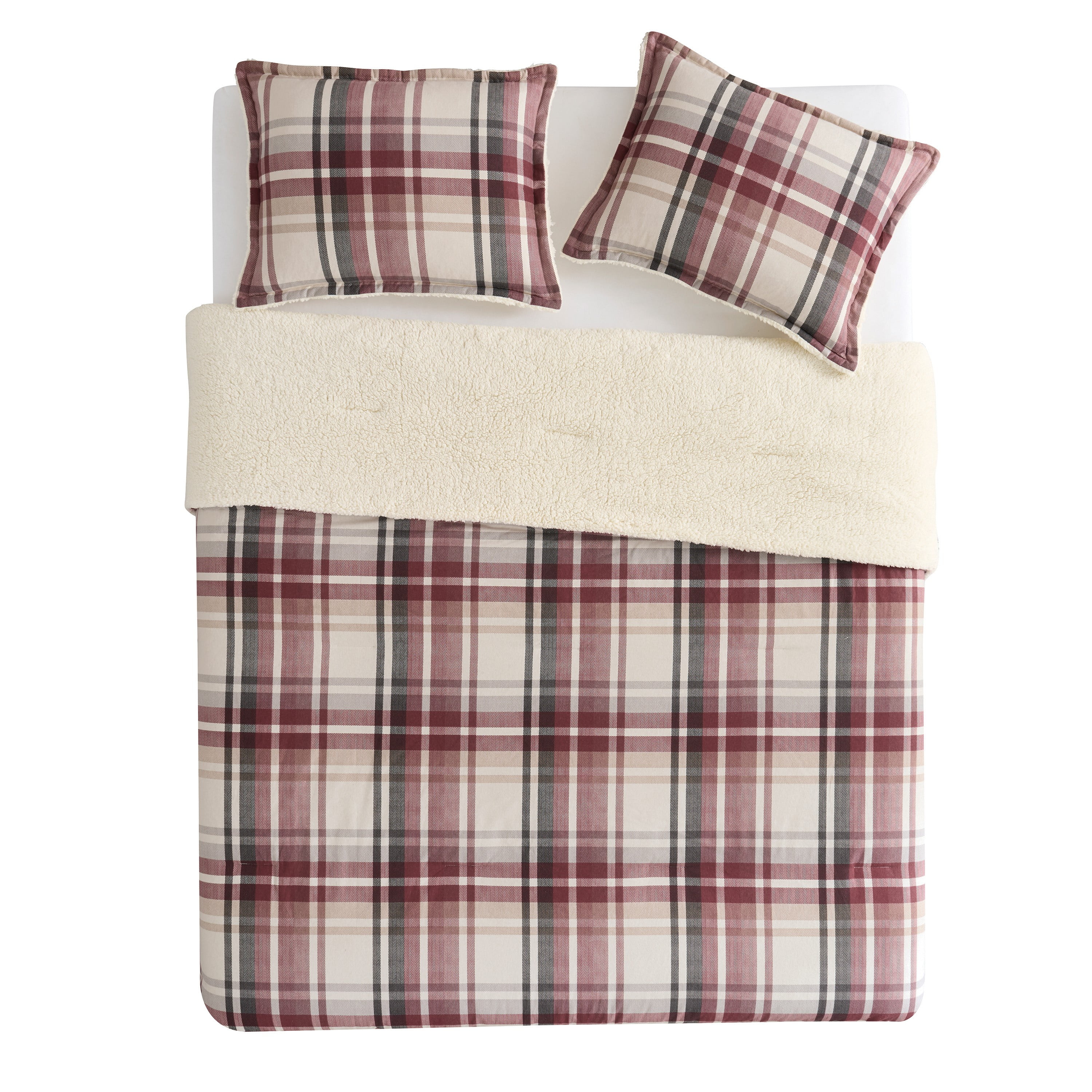 VCNY Home Plaid 3-Piece Red Plaid Comforter Set, King, Adult, Unisex