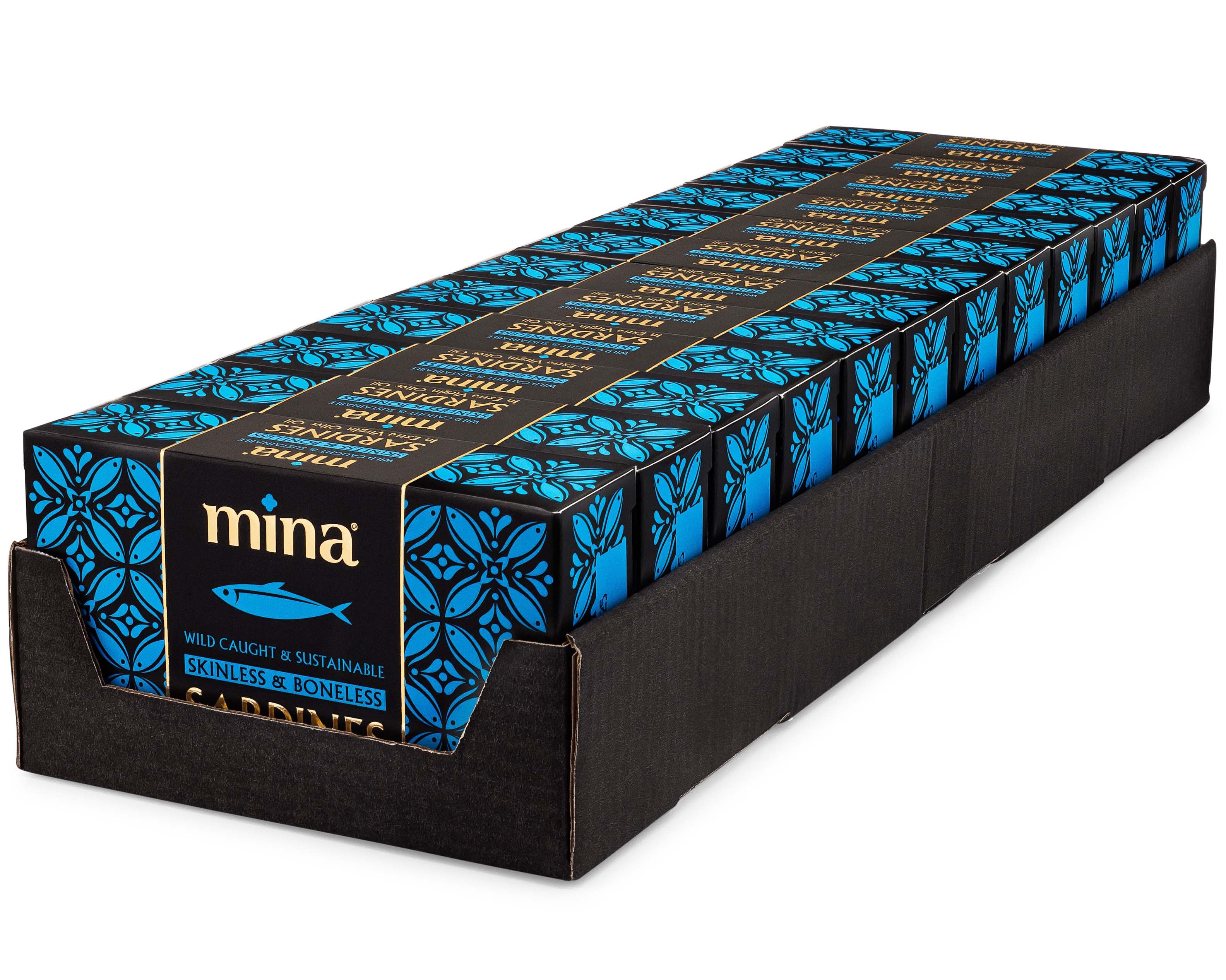 Mina Boneless Skinless Sardines in Olive Oil, 4.4 oz (12 Pack) Wild Caught, Keto, High Protein