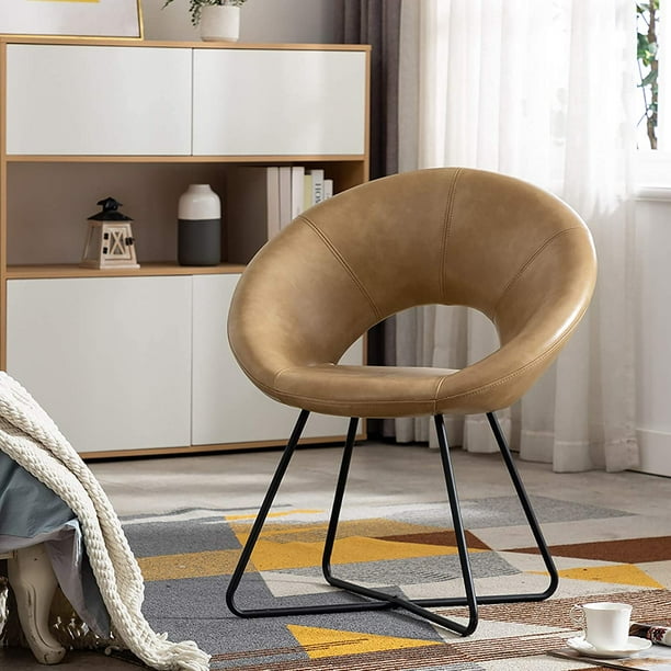 Duhome Mid Century Modern Accent Chair, Faux Leather Small Armchair for