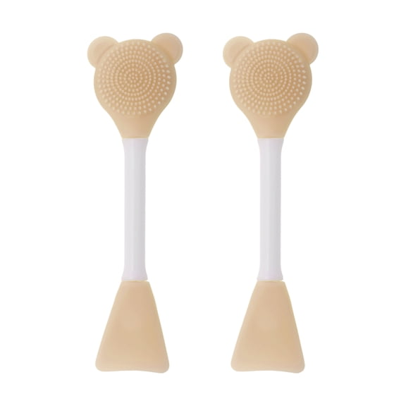 Unique Bargains 2 Pcs Smooth Facial Mask Brush Fan-shaped Light Brown