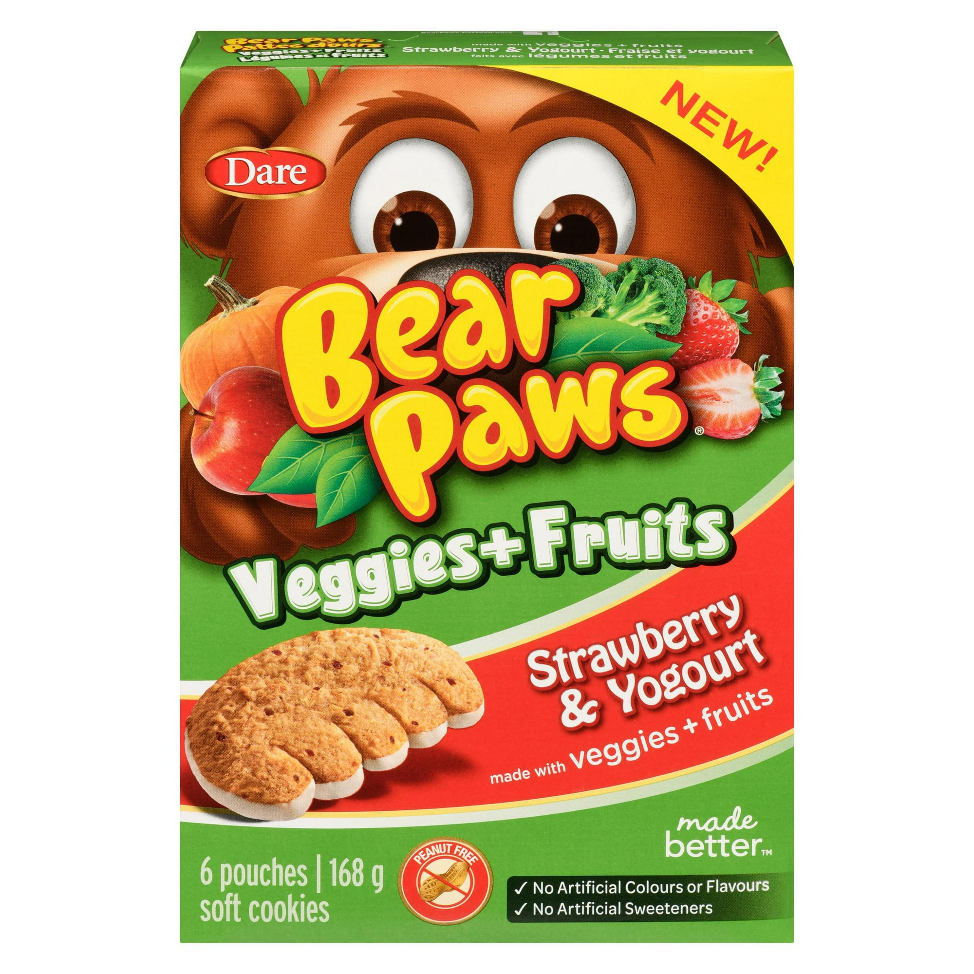 Bear Paws Veggies Fruits Strawberry Yogourt Dare 168g Walmart
