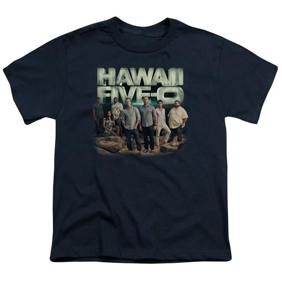 Trevco CBS2465-YT-3 Hawaii 5 0 & Cast Youth 18-1 Short Sleeve T-Shirt, Navy - Large