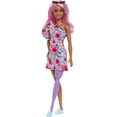 thumbnail image 1 of Barbie Fashionistas Doll #189, cabello rosa, vestido floral sin hombros, gafas de sol, prótesis Barbie Barbie, 1 of 2