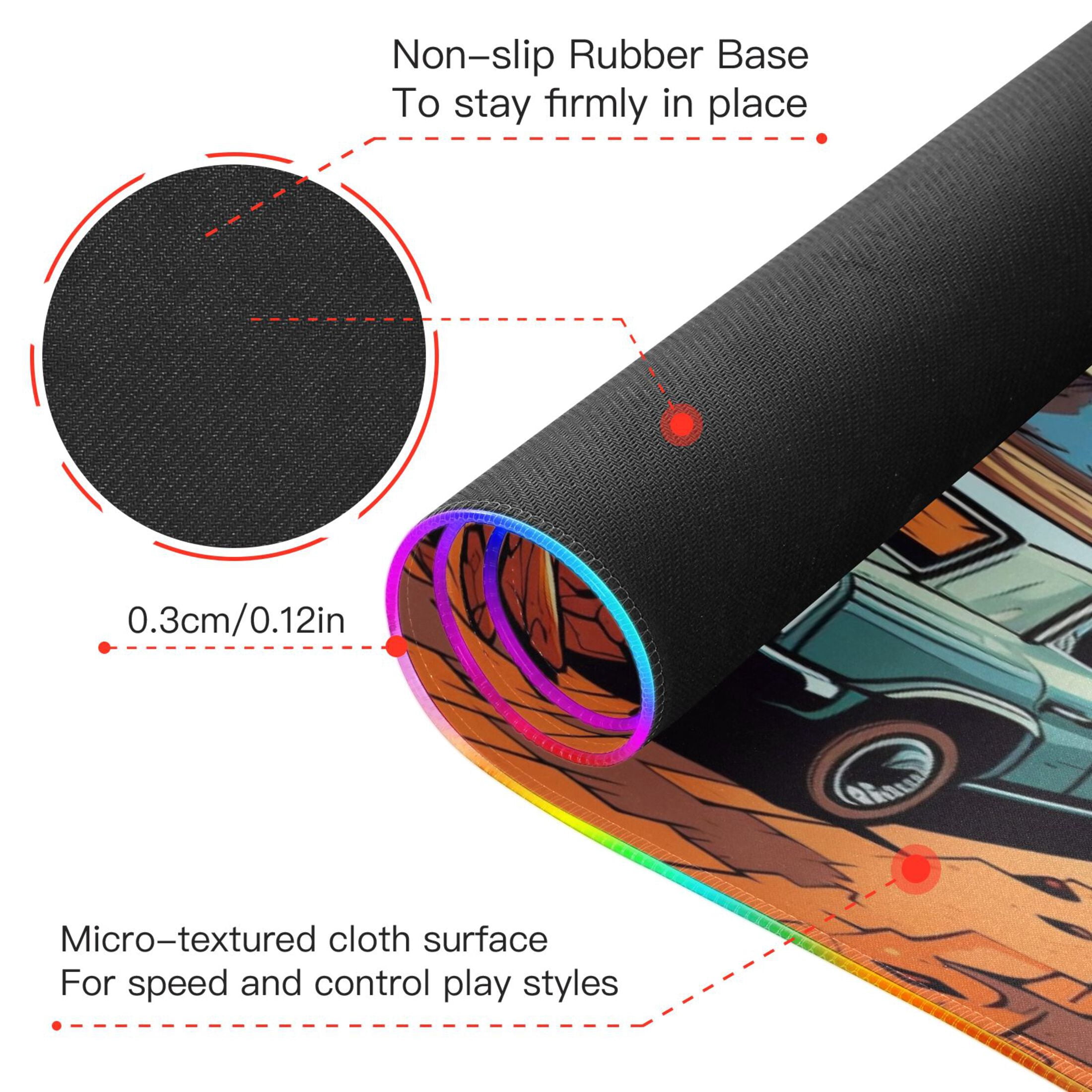Wireless Charging Mouse Pad Large RGB Gaming Desk Mat 13 Light Modes Mousepad 31.5x11.8 Old Car and Sunset