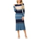 thumbnail image 2 of Vestido de suéter de rayas para mujer INSPIRE CHIC, de manga larga, casual, de trabajo, de punto acanalado, ajustado, talla 2XL, gris azul, 2 of 5