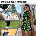 thumbnail image 6 of COEQINE Women's Golf Dress Shamrock Black-1 Print Workout Athletic Dresses for St. Patrick's Day Sleeveless Stand Collar Workout Outfits with Shorts 2 Pockets, XL, 6 of 7