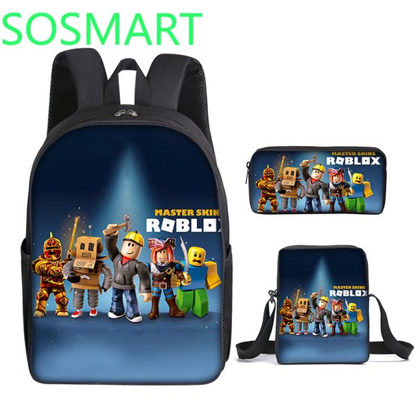 Conjunto de tres piezas de Bolsa Escolar Roblox con impresión 3D, mochila para estudiantes de primaria y secundaria, bolso para bolígrafos Satchel
