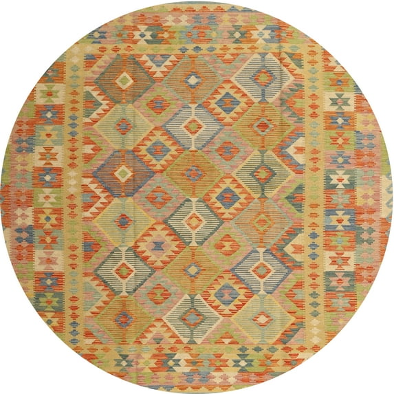 Ahgly Company Indoor Round Contemporary Metallic Gold Abstract Area Rugs, 8' Round