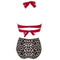 thumbnail image 4 of Pompotops Women Vintage Swimsuit Two Piece Retro Halter Ruched High Waist Print Bikini Set S-2XL, 4 of 7