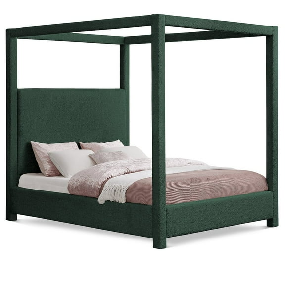 Meridian Furniture Eden Contemporary Boucle Fabric Queen Bed in Green