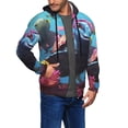 thumbnail image 2 of Uemuo Lively Cute Turtle for Men's Fashion Full-zip Hoodies & Sweatshirts with Kangaroo Pocket, Zip-up Hooded Sweatshirt, Moisture Wicking & Breathable-Large, 2 of 5