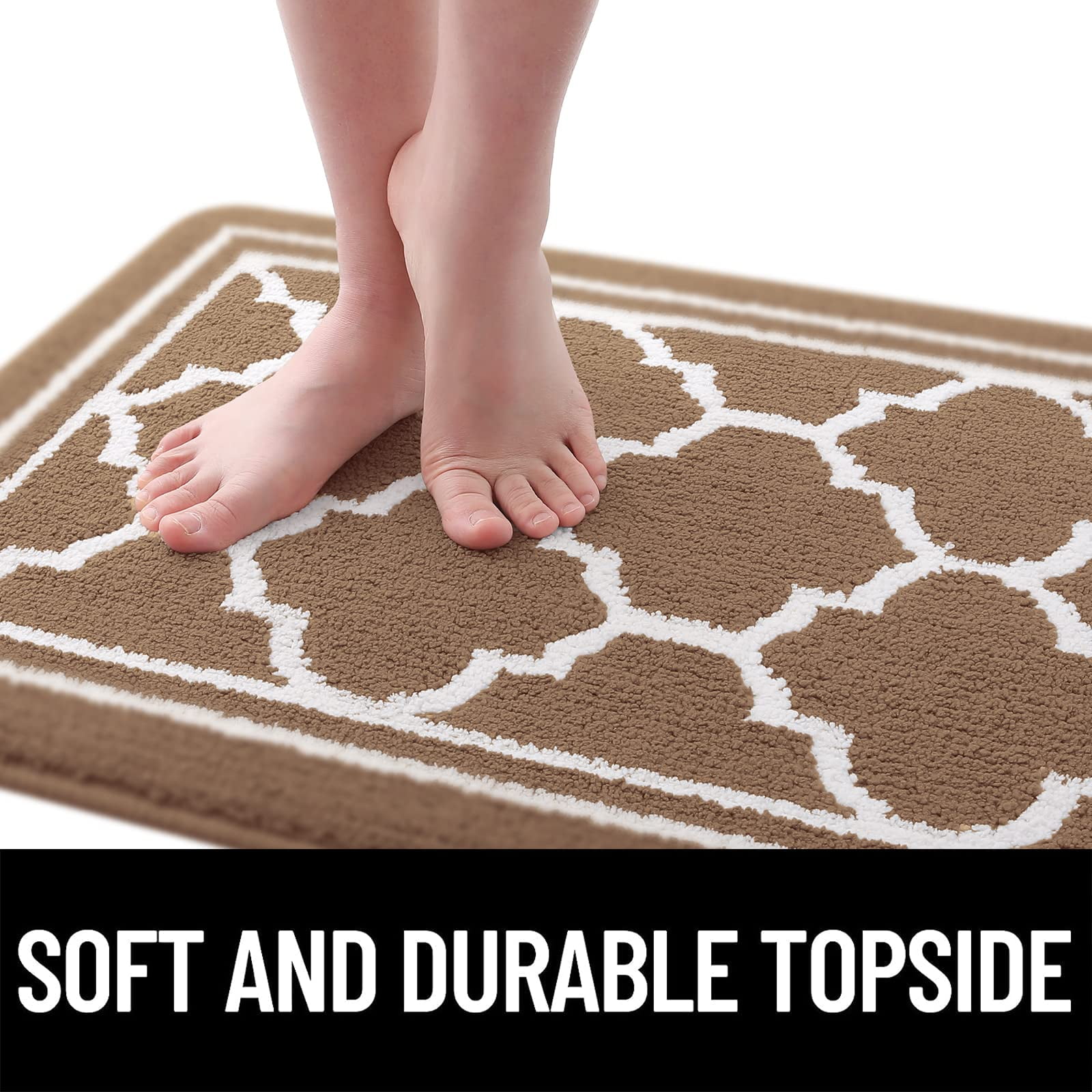 Buganda Door Mats Indoor, 20"×32", Water Absorbent Low Profile Anti-Slip Front Door Mat, Door Rugs for Entrance, Brown