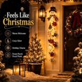 thumbnail image 3 of 47"Glowing Christmas Door Hanger, Lighted Christmas Door Hanger, Rustic Quilted Fabric Wreath, Merrycascade Light-Up Christmas Decoration, 7 Festive Light Designs, Vertical Display (Snowman-B), 3 of 7