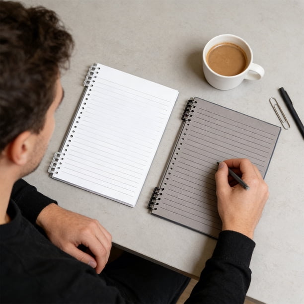Cuaderno transparente encuadernado en B5 – Páginas desmontables, diseño plegable a 360°, papel grueso sin sangrado, páginas versátiles con líneas en red para escribir