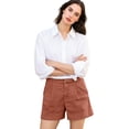 thumbnail image 4 of Nestiefly Women Linen Shorts Summer Casual Bermuda Short High Waisted Bermuda Shorts Dressy Wide Leg Short with Pockets Ginger M, 4 of 6