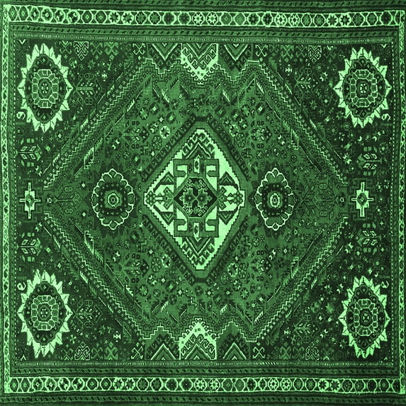 Ahgly Company Indoor Square Persian Emerald Green Traditional Area Rugs, 7' Square