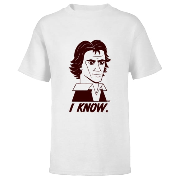 Star Wars Han Solo I Know Illustrated - Short Sleeve T-Shirt for Kids - Customized-White