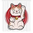 thumbnail image 3 of Ambesonne Japanese Cat Shower Curtain, Mellow Fortune Kitten, 69"Wx84"L, Vermilion Cocoa, 3 of 3