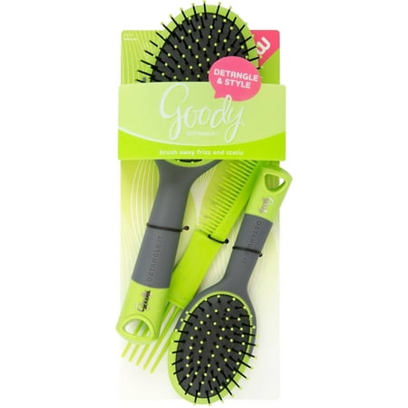 Goody Detangle It Oval Cushion Hair Brush and Comb Combo 3 Piece