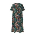 thumbnail image 4 of Women's Boho Floral Short Sleeve T Shirt Dress Summer Casual Loose Swing Tshirt Midi Dresses with Pockets, 4 of 5
