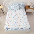 thumbnail image 4 of Manfei Ocean Seashell Bowknot Zipper Twin Comforter Sets with Fitted Sheet and 2 Pillowcases,Ocean Sweet Zipper Bedding Set,Colorful Stars Reversible,4 Pieces, 4 of 7