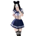 thumbnail image 4 of Disfraces de Cosplay japoneses para chica escolar, conjunto de uniforme de estudiante, lencería Sexy, minifalda, animadora, marinero, tentación, 4 of 5
