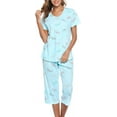 thumbnail image 7 of SOMER Womens Pajama Sets Cotton Pj Set Short Sleeve Top With Capri Pants Sleepwear 2 Piece Lounge Set, 7 of 7