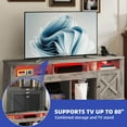 thumbnail image 2 of ModFusion TV Stand X Barn Doors Dark Wood Tone Fits TVs up to 80" LED Lights Power Outlets, 2 of 7