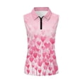 thumbnail image 2 of Uorisanigo Pink Heart Womens Hiking Running Workout Tops for Tennis Hiking & Outdoor Sports Comfortable Womens Golf Shirt Sleeveless Zip Up Shirts Daily Wear, 2 of 7