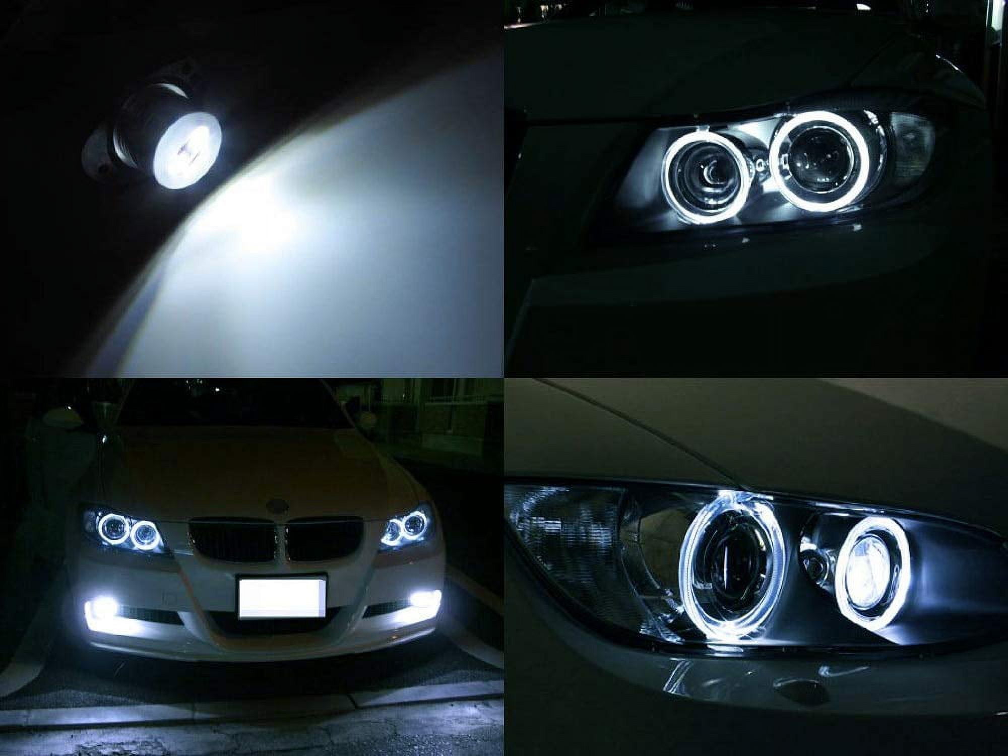 iJDMTOY White LED Angel Eye Bulbs Compatible with BMW E90 E91 325i 330i Pre-LCI, Powered by 2-Piece 3W 7000K Xenon White LED Diodes