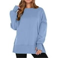 thumbnail image 2 of Mohiass Women Oversized Sweatshirts Thumbhole Long Sleeve Hoodies Shirts 2025 Fall Side Slit Pullover Top Teen Y2k Outfits Blue M, 2 of 7