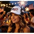 thumbnail image 5 of Men 250th Anniversary Patriotic Trucker Hat Flag Embroidery Breathable Mesh Back Adjustable Snapback Baseball Cap for Summer Outdoor (White), 5 of 6