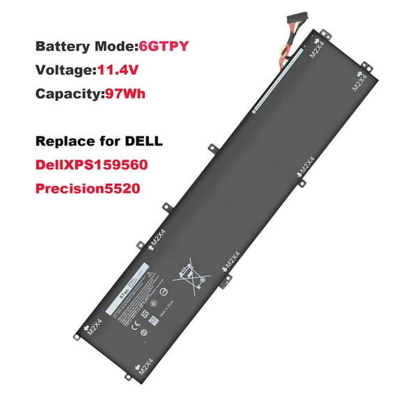 6GTPY Laptop Battery for Dell XPS 15 9560 9570 9550 7590 Precision 5520 5530 5540 5510 Vostro 7500 5XJ28 GPM03 P56F, 11.4V/97Wh