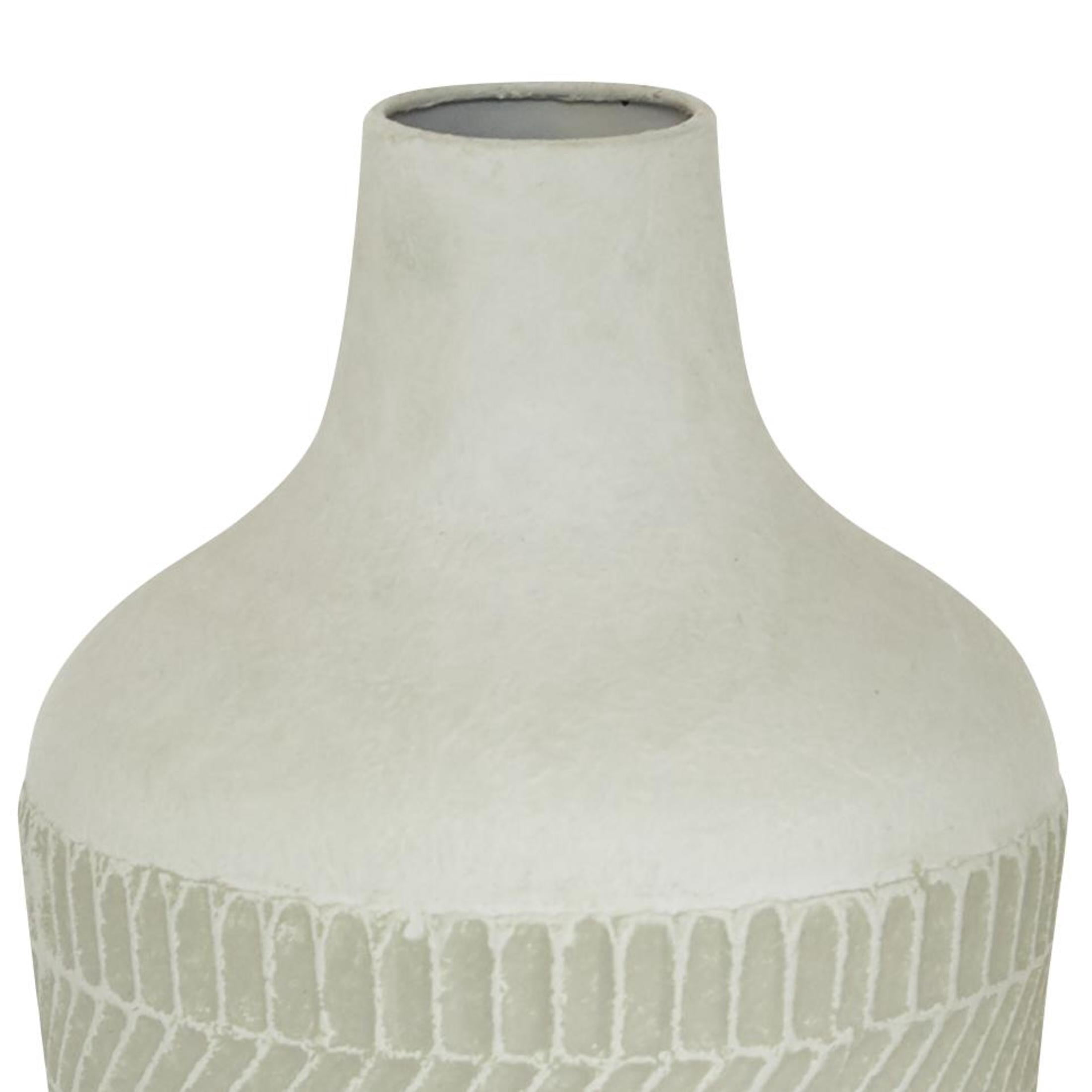 DecMode 13" Textured White Metal Vase