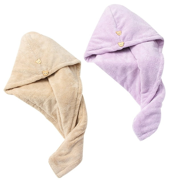 Toalla para el cabello, paquete de 2 gorros de secado rápido para mujer, turbante para el cabello súper absorbente y de secado rápido