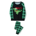 thumbnail image 2 of Franhais Christmas Pajamas for Family, Long Sleeve Dinosaur Print Raglan Tops + Plaid Pants Set, 2 of 9
