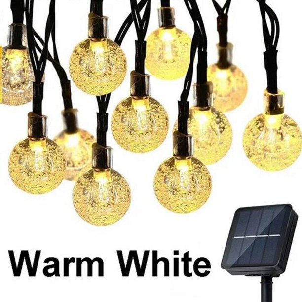 Guirnalda de luces solares para exteriores, luz de hadas de cristal, 8 modos, luz de Patio impermeable para decoración de fiesta de jardín