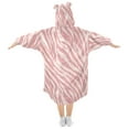 thumbnail image 2 of Dailycode Wearable Blanket Hoodie Oversized Sherpa Flannel Blankets with Pocket for 3-14 Year Old Pink Zebra Print, 2 of 7