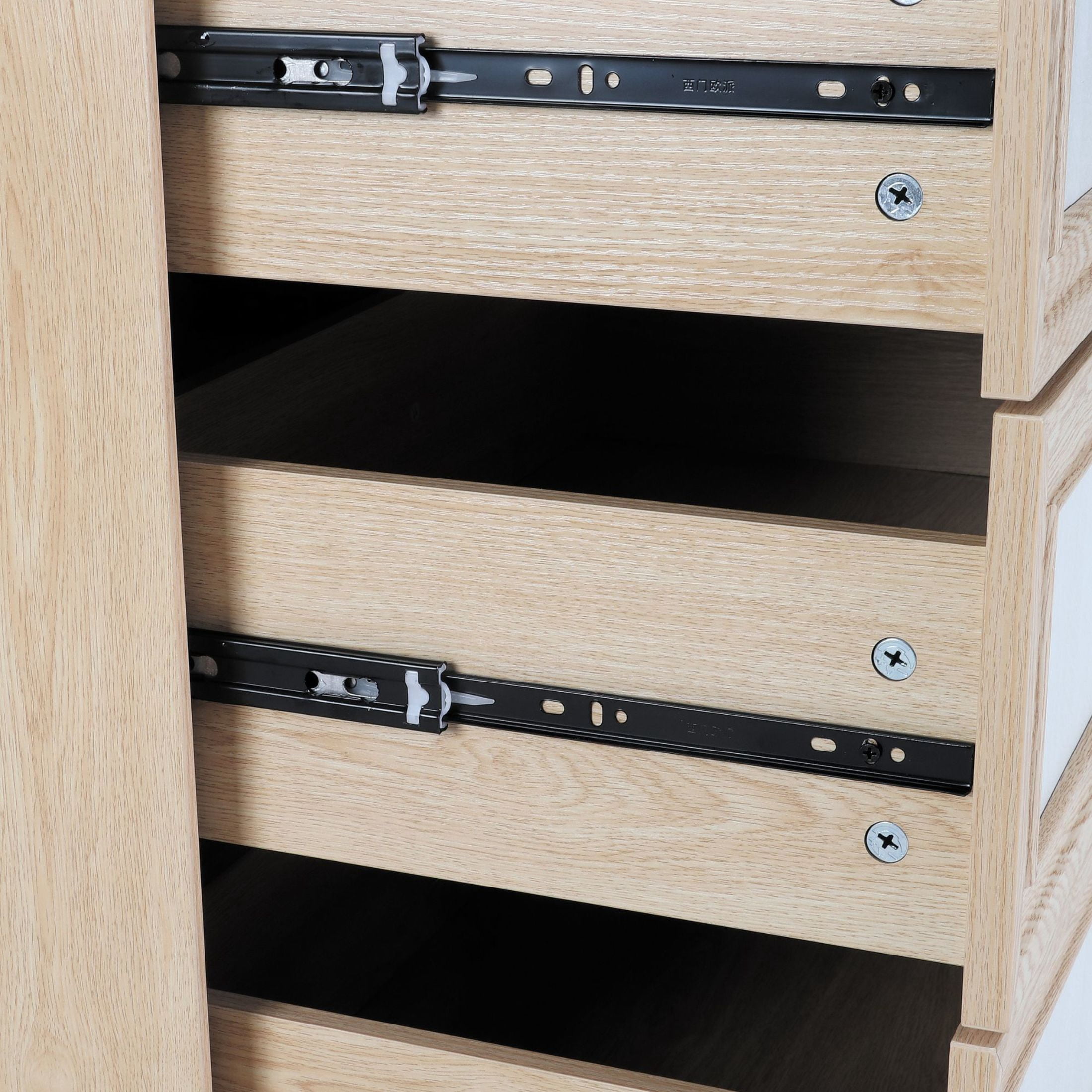 GDF Studio 47.24" Farmhouse Dresser with 6 Drawers, Wide Storage Cabinet, Light Oak+White