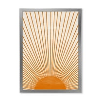 Designart 'Orange Sun Print On Beige III' Modern Framed Art Print