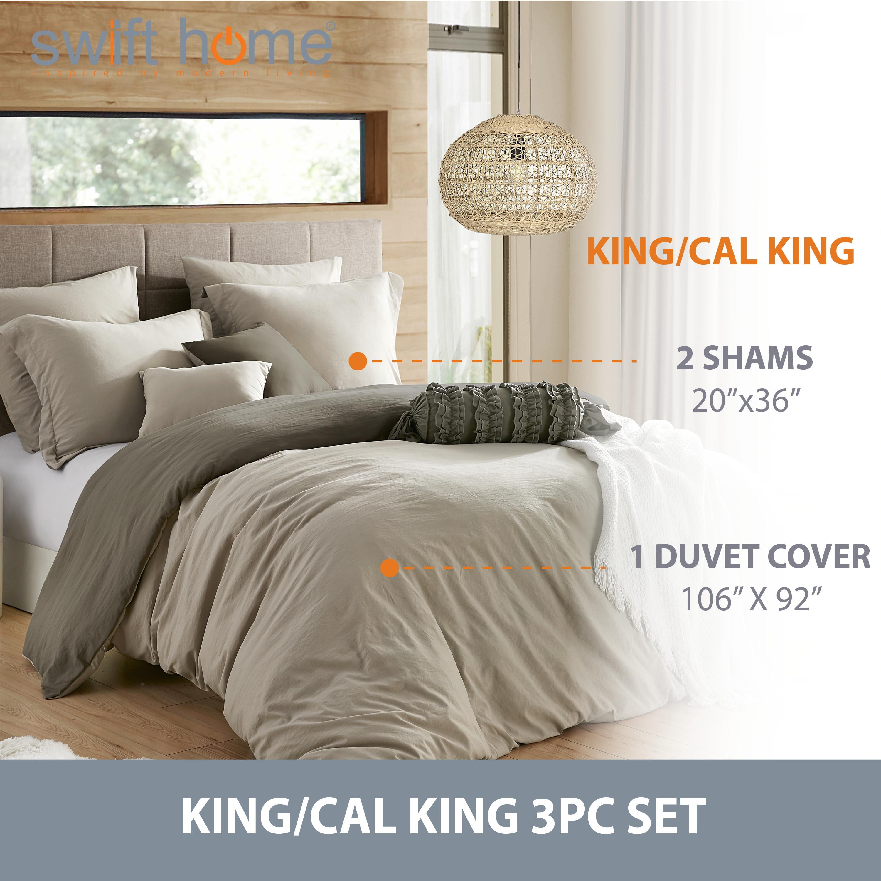 2PC Khaki/Driftwood Twin/Twin XL (68" x 90") 2 in 1 Reversible Duvet Cover & Sham Set (Comforter not Included)