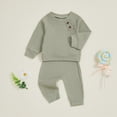 thumbnail image 4 of NOLDARES Toddler Baby Boy Clothes Fall Winter Outfits 2 Piece Set Print Sweatshirt Tops + Joggers Pants Casual Clothing(Light Green,6-12 M), 4 of 9