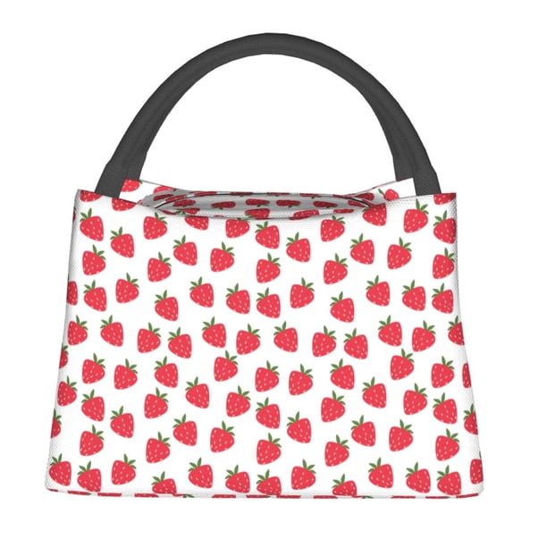 Fotbe Cartoon Strawberry Bolsa Térmica Portátil con Estampado, Bolsa de Entrega de Alimentos Aislada, Bolsa Reutilizable de Gran Capacidad para Comidas y Supermercado