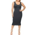thumbnail image 4 of Women's Solid Basic Soft Tank Sleeveless Round Neck Bodycon Slim Plus Size Midi Dress, 4 of 4