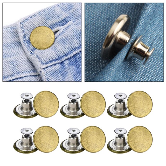 Paquete de 12 Botones a Presión de 17 Mm para Jeans, Botones de Reparación de Repuesto para Bricolaje, Chaqueta, Pantalones, Jeans, Botón de Metal Fác Cobre brillante Soledad Botón de los pantalones vaqueros