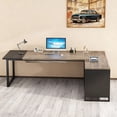 thumbnail image 5 of KIOOTTO 70.8" L-shaped desk + 55" file cabinet: industrial style, dual-zone workspace, ample storage. Durable wood/steel, Retro Gray & Black finish—ideal for home/corporate use., 5 of 7