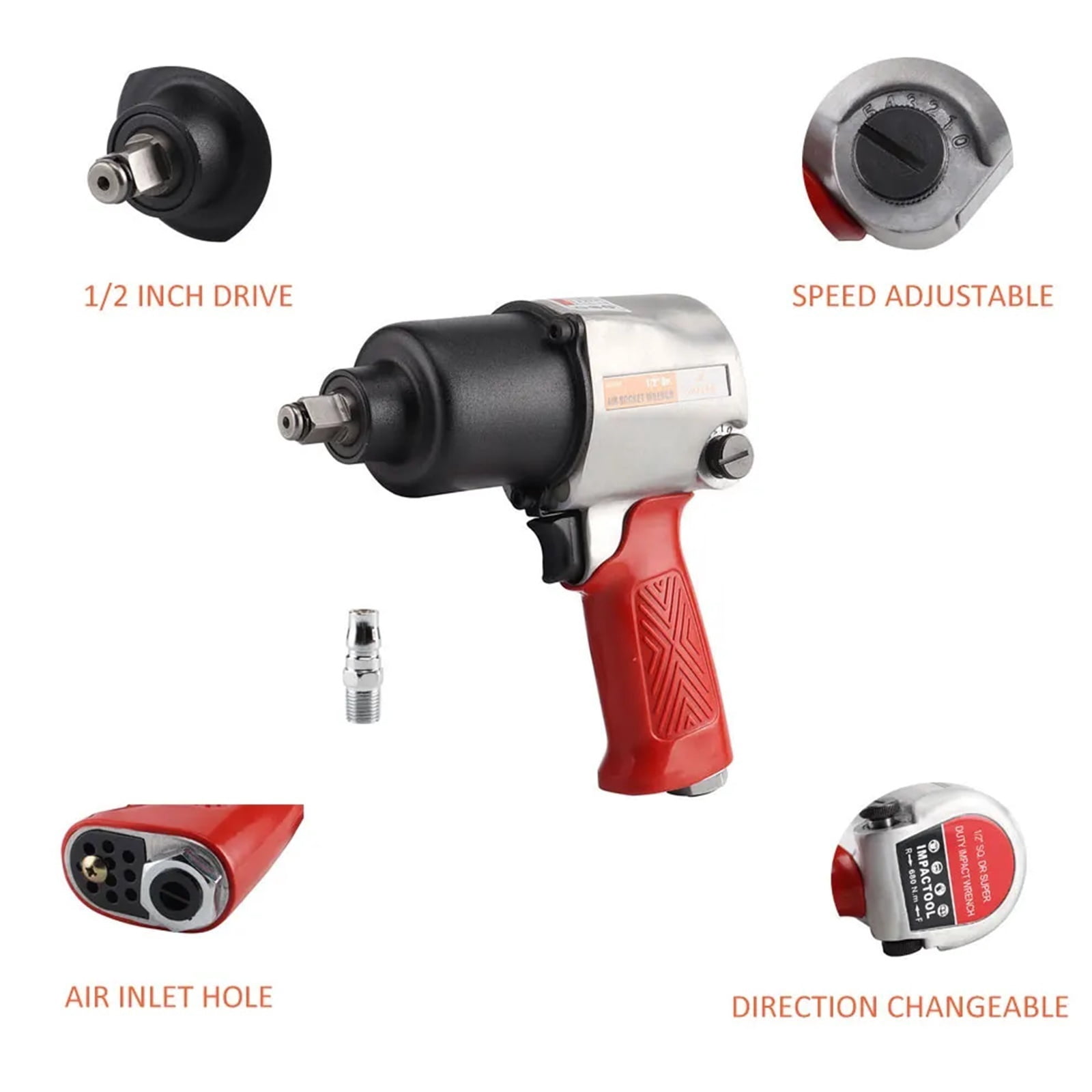 1/2 Inch Drive Pneumatic Impact Wrench High Torque Air Impact Socket Wrench Spanner Air Powered Tools - Multi-Purpose Tool