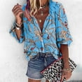 thumbnail image 2 of Pompotops Chemisier Mode Femme Col en V Imprimé Floral Manches Longues Ample, 2 of 6