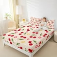 thumbnail image 4 of jejeloiu Cartoon Cherry Queen Sheet Sets,Colorful Daisy Floral Flat Sheet,Red Green Queen Fitted Sheet For Teens,Microfiber Bedroom Decor,4 Pieces, 4 of 7